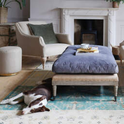 Graham and Green Duke Grey Velvet Ottoman