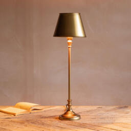 Graham and Green Slim Antique Brass Table Lamp with Shade