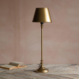 Graham and Green Slim Antique Brass Table Lamp with Shade - thumbnail 2