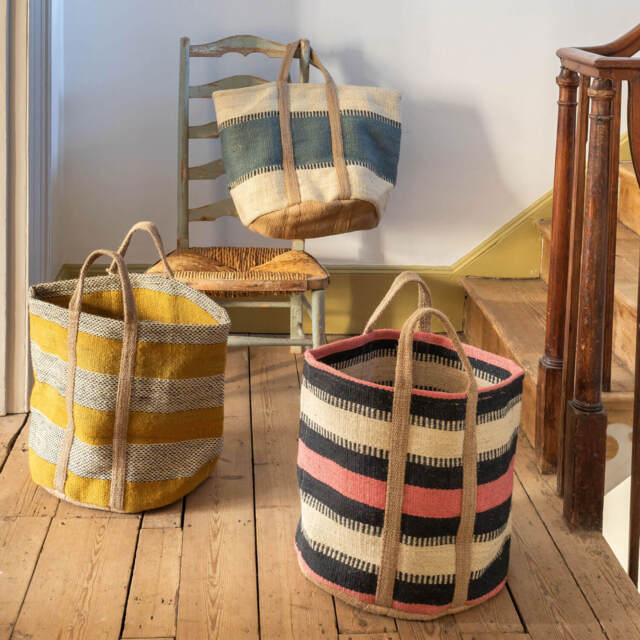 Graham and Green Mustard Jute Storage Basket - image 1