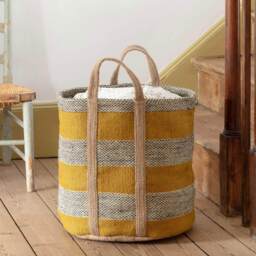 Mustard Jute Storage Basket - thumbnail 1