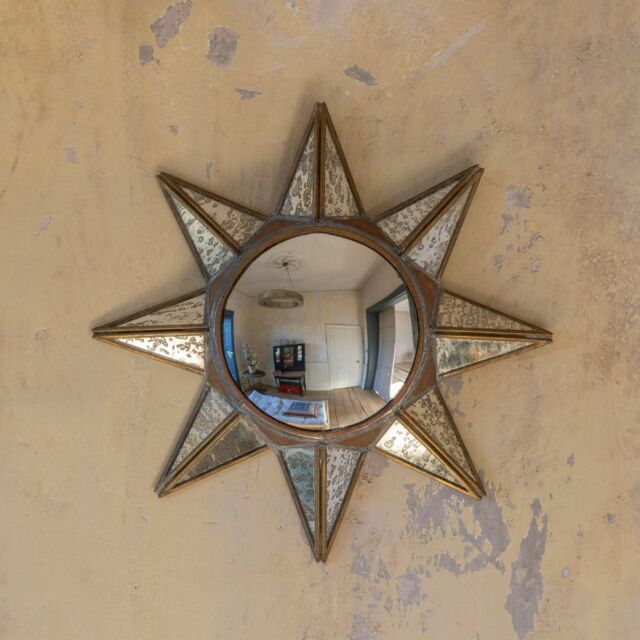 Graham and Green Antiqued Sun Convex Mirror - image 1