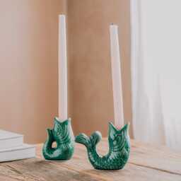 Graham and Green Set of Two Green Ceramic Fish Candle Holders - thumbnail 4