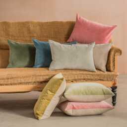 Graham and Green Pale Sage Velvet & Linen Backed Rectangular Cushion