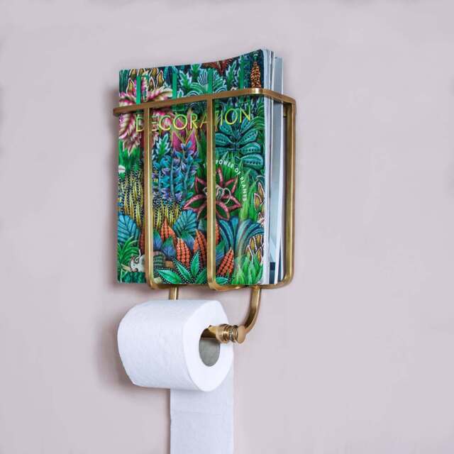 Graham and Green Baldwin Antique Gold Magazine and Toilet Roll Holder