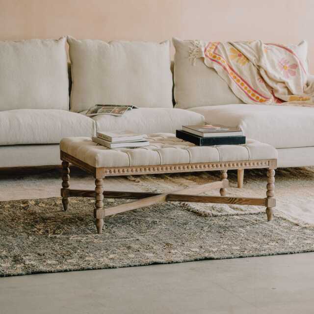 Graham and Green Bobbin Natural Linen Small Coffee Table - image 1