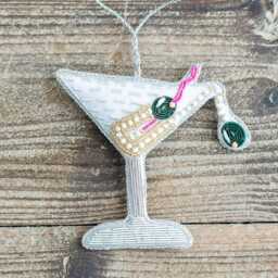 Graham and Green Martini Glass Embroidered Christmas Tree Decoration - thumbnail 1