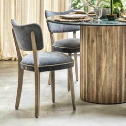 Graham and Green Grey Velvet Upholstered Dining Chair - thumbnail 1