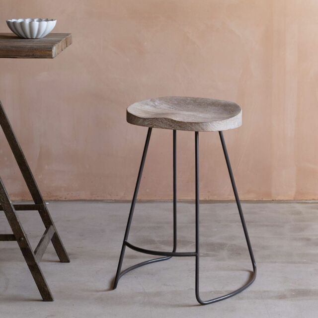 Graham and Green Small Wood And Iron Stool - image 1