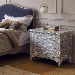 Graham and Green Classic Grey Mother of Pearl Large Bedside Table