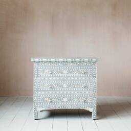 Graham and Green Classic Grey Mother of Pearl Large Bedside Table - thumbnail 3