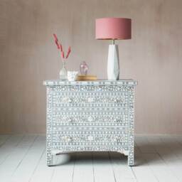 Graham and Green Classic Grey Mother of Pearl Large Bedside Table - thumbnail 2