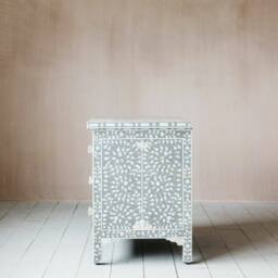 Graham and Green Classic Grey Mother of Pearl Large Bedside Table - thumbnail 5