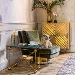 Graham and Green Corinne Green Velvet Swivel Chair - thumbnail 4
