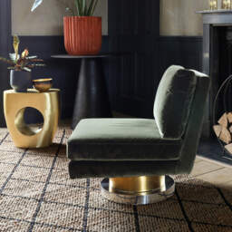 Graham and Green Corinne Green Velvet Swivel Chair