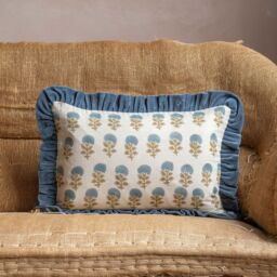 Graham and Green Asta Floral Block Printed Rectangular Cushion Small - thumbnail 2