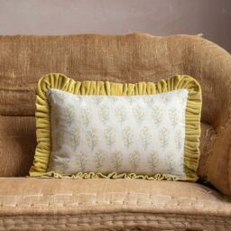 Graham and Green Asta Floral Block Printed Rectangular Cushion Small - thumbnail 3