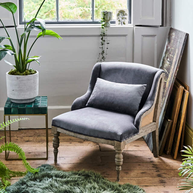 Graham and Green Duchess Grey Velvet Armchair - image 1