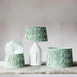 "Graham and Green 10"" Olive Green Pleated Ikat Lamp Shade" - thumbnail 1