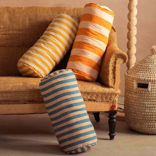 Graham and Green Blue Candy Stripe Bolster Cushion - image 1