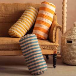 Graham and Green Blue Candy Stripe Bolster Cushion