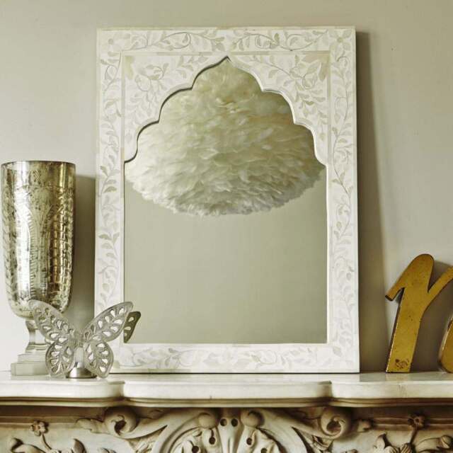 Graham and Green Mandir White Bone Inlay Mirror - image 1