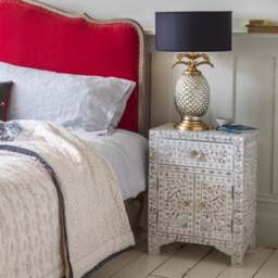 Graham and Green Classic White Mother of Pearl Bedside Table