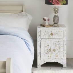 Graham and Green Classic White Mother of Pearl Bedside Table - thumbnail 2