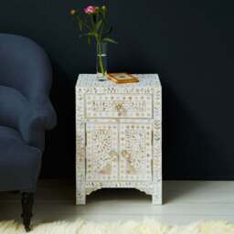 Graham and Green Classic White Mother of Pearl Bedside Table - thumbnail 3
