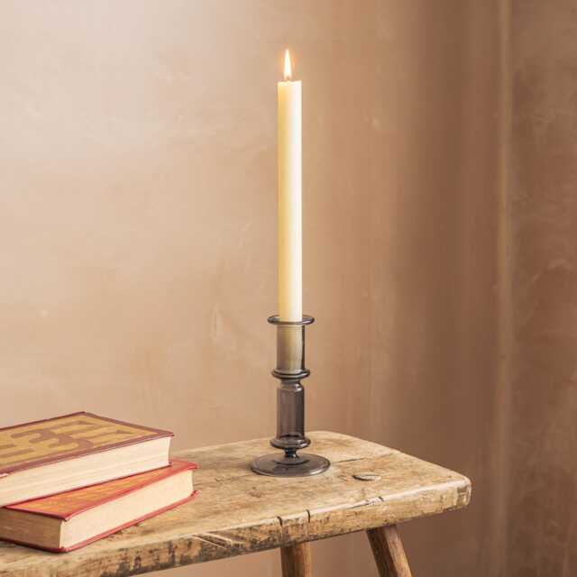 Graham and Green Grey Clear Glass Candle Holder - image 1