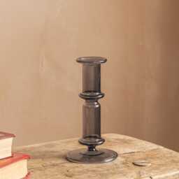 Graham and Green Grey Clear Glass Candle Holder - thumbnail 2