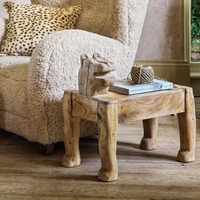 Graham and Green Handcarved Wooden Tiger Side Table - image 1