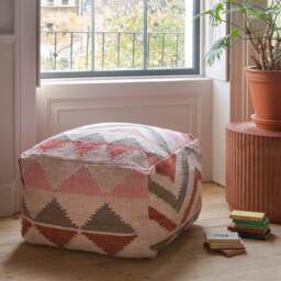 Graham and Green Small Chindi Rag Rug Pouffe