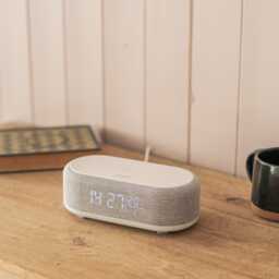 Graham and Green Oval Grey Alarm Clock with Wireless Speakers and Phone Charger - thumbnail 1