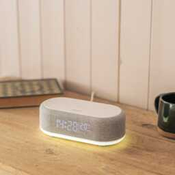 Graham and Green Oval Grey Alarm Clock with Wireless Speakers and Phone Charger - thumbnail 2