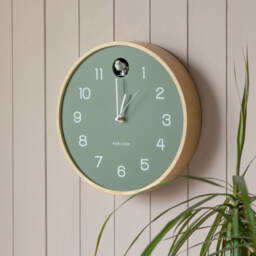 Graham and Green Round Birch and Green Wall Cuckoo Clock
