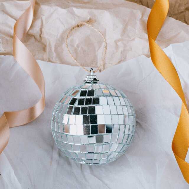 Graham and Green Silver Disco Ball Bauble - 8cm - image 1