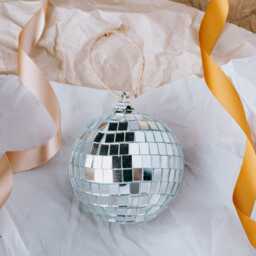 Graham and Green Silver Disco Ball Bauble - 8cm