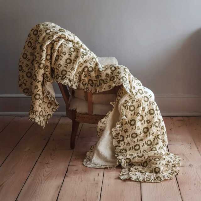 Ren Hand-Block Printed Sherpa Throw - image 1