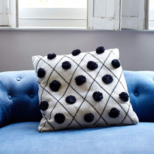 Graham and Green White Pom Pom Cushion