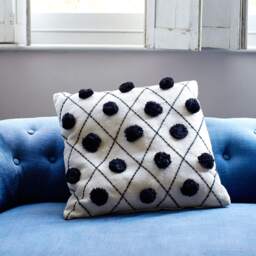 Graham and Green White Pom Pom Cushion - thumbnail 1