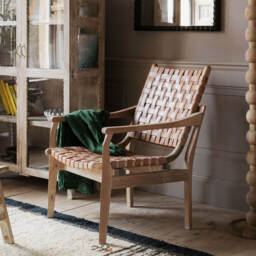 Graham and Green Corey Woven Leather Armchair - thumbnail 1