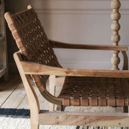 Graham and Green Corey Woven Leather Armchair - thumbnail 2