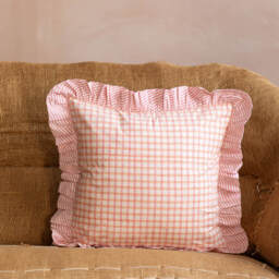 Graham and Green Sundae Pink & Orange Frill Square Cushion