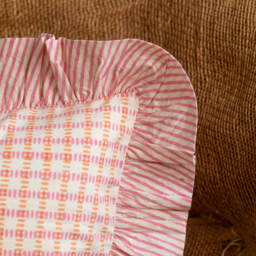 Graham and Green Sundae Pink & Orange Frill Square Cushion - thumbnail 2