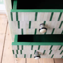 Graham and Green Zarina Green Stripe Bone Inlay Bedside Table - thumbnail 5