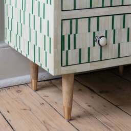 Graham and Green Zarina Green Stripe Bone Inlay Bedside Table - thumbnail 6