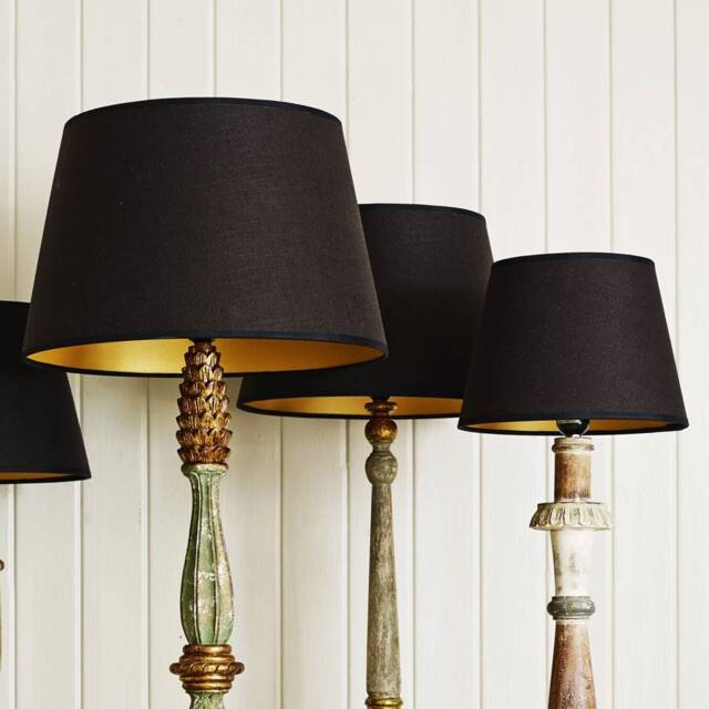 "Graham and Green Black and Gold Retro Lamp Shade 18"""