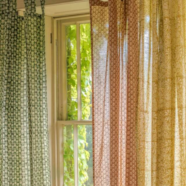 Graham and Green Ava Floral Block Printed Single Curtain - image 1