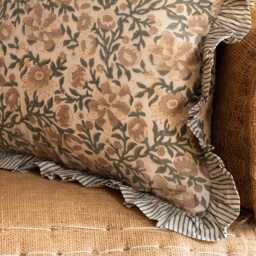 Graham and Green Lilia Block Printed Frilly Square Cushion - thumbnail 2